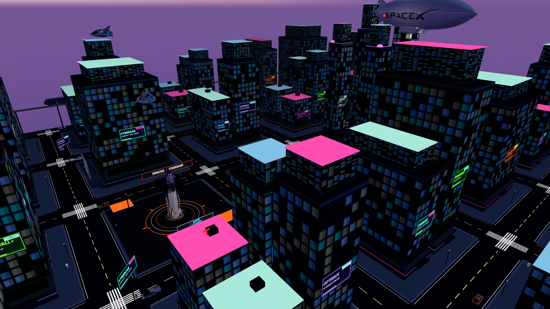 Aerial view of the full cyber city district